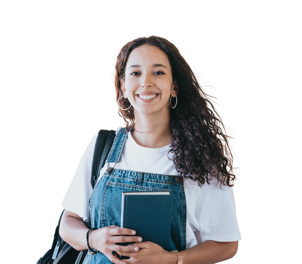 estudiante latina con cuaderno